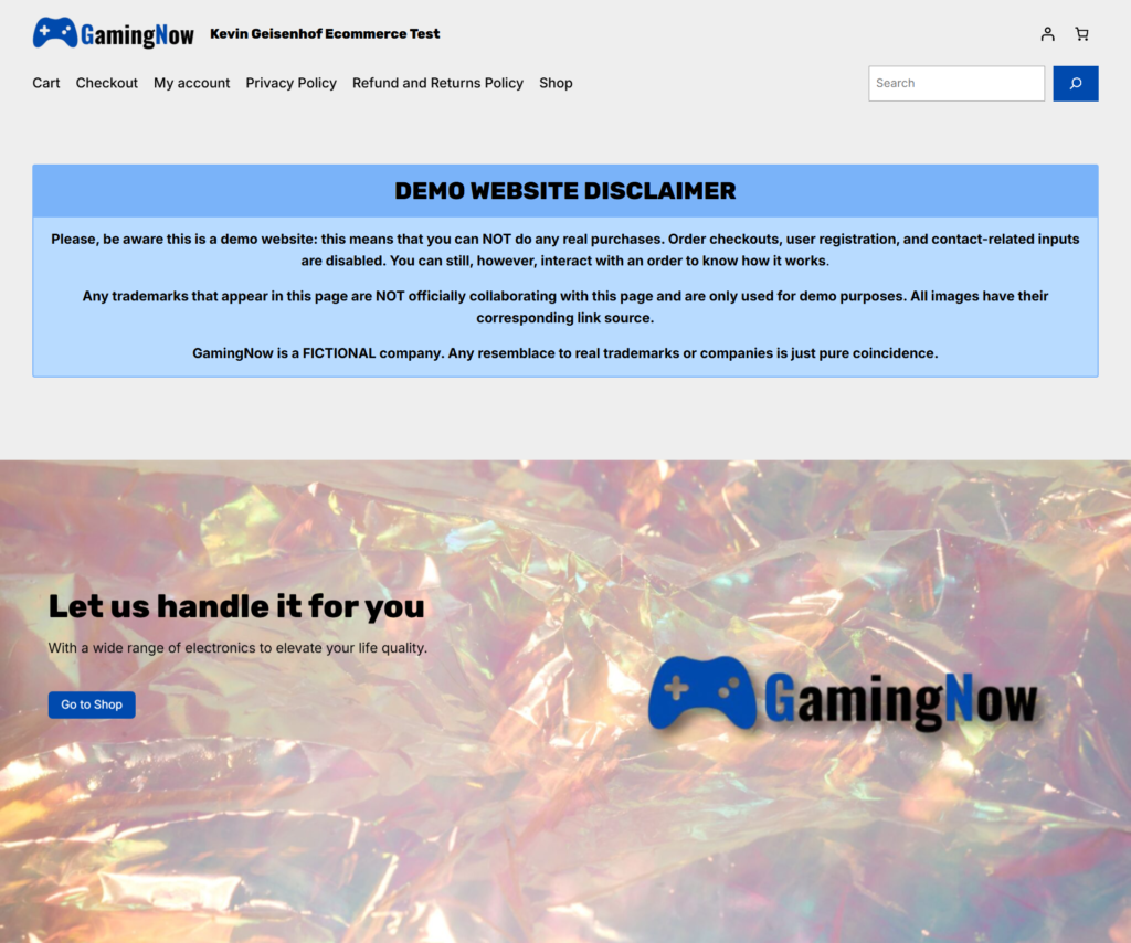 Kevin Geisenhof E-commerce Test